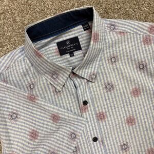 CONSTRUCT 4-Way Stretch Slim Fir AOP Short Sleeve Button Shirt Men's XL